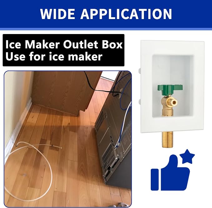 (1 Pack) Lidertik 1/2 NPT inch Thread or Sweat Pre-Assembled Ice Maker Outlet Box Valve 1/4 inch Recessed Refrigerator Water Line Wall Box with Shut Off Valve LI-ZBQH-510