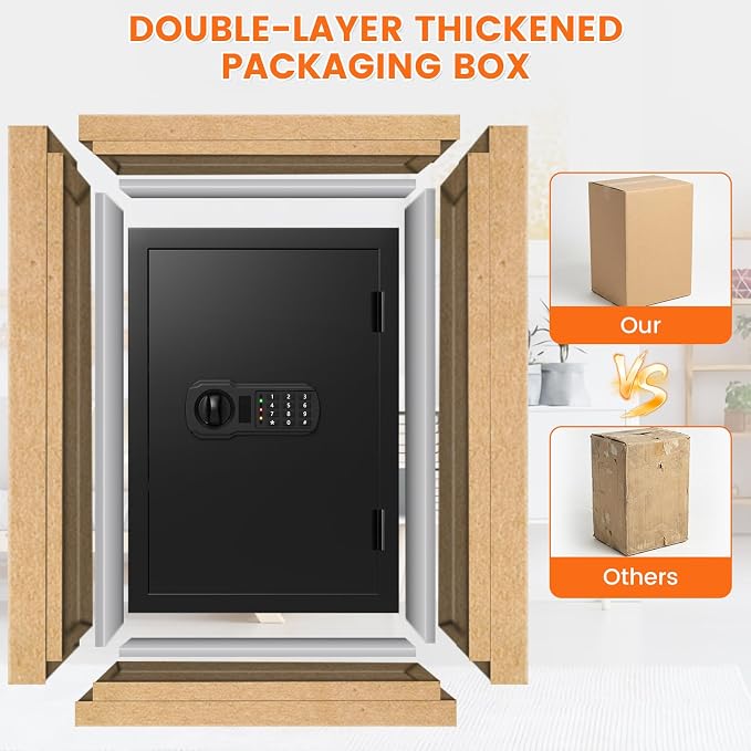 Fireproof Safe Box | 1550℉ 35-Min Real Test Fire Safe | 3.6 Cuft Large Safe | 35Lbs Heavy Duty Fire Safe Box | 3 Quick Access Unlock | Anti-Theft Alarm & Wall Mount | for Home Office Cash Document