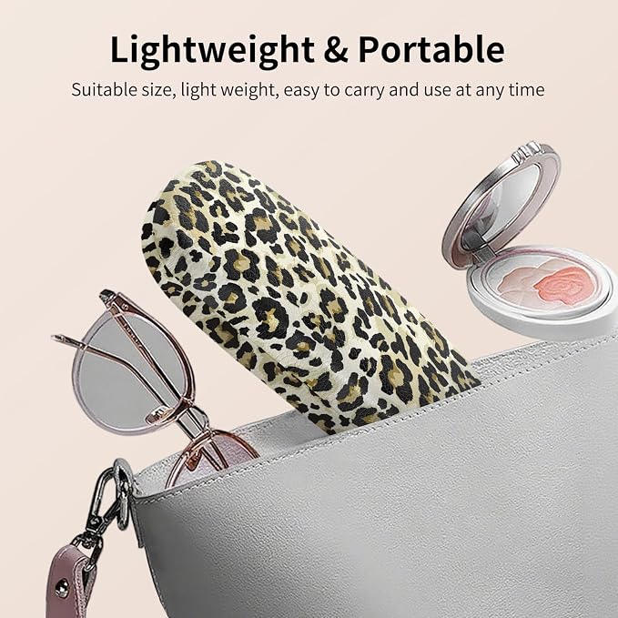 Glasses Case Hard Shell, Leather Protective Case for Sunglasses with Cleaning Cloth, Cute Eyeglass Cases for Women