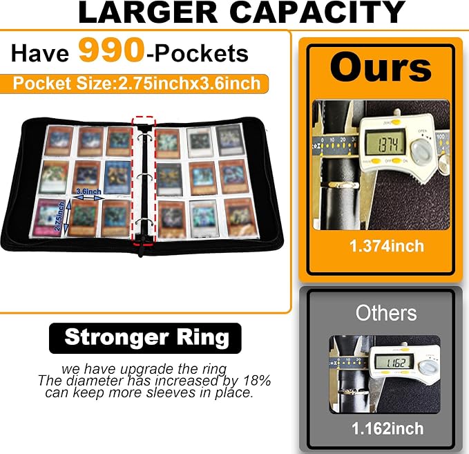 Trading Card binder for YGO Card- 990 Pockets Card Album with Sleeves Compatible with Y-G-O Cards, TCG Cards Or Other Standard Size Cards Holder- Dark Dragon