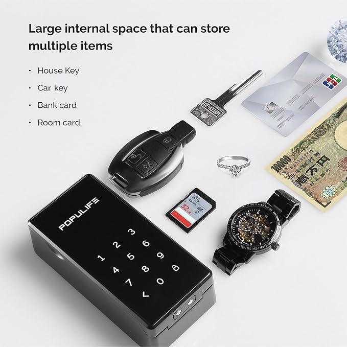 【Updated Version】 Populife Smart Key Lock Box for Outside, Wireless Lock Box for House Key, Hide a Key Outdoor, Electronic Digital Lockbox for Realtor Airbnb Smart Bluetooth Padlock, No WiFi Need