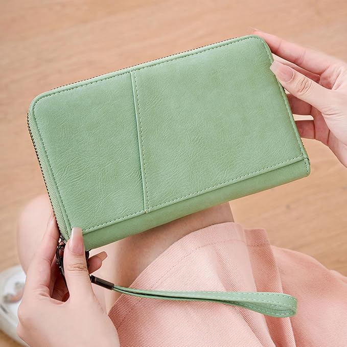 Family Passport Holder for Travel Women and Men Multiple RFID blocking Passport Holder MultiFunction Passport Wallet Passport Case Passport cover with Zipper