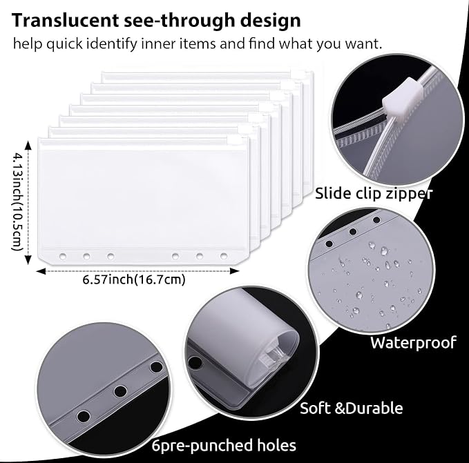 SKYDUE Budget Binder, Money Saving Binder with Zipper Envelopes, Cash Envelopes and Expense Budget Sheets for Budgeting (Violet)