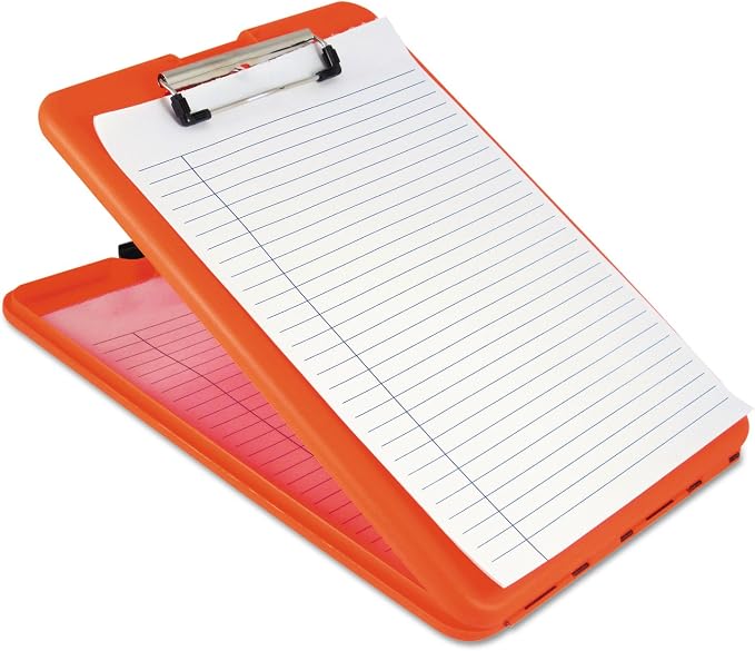 Saunders Bright Orange SlimMate Plastic Storage Clipboard – Letter Size Form Holder. Ergonomic Recordkeeping Clipboard for Professionals. Stationery Supplies