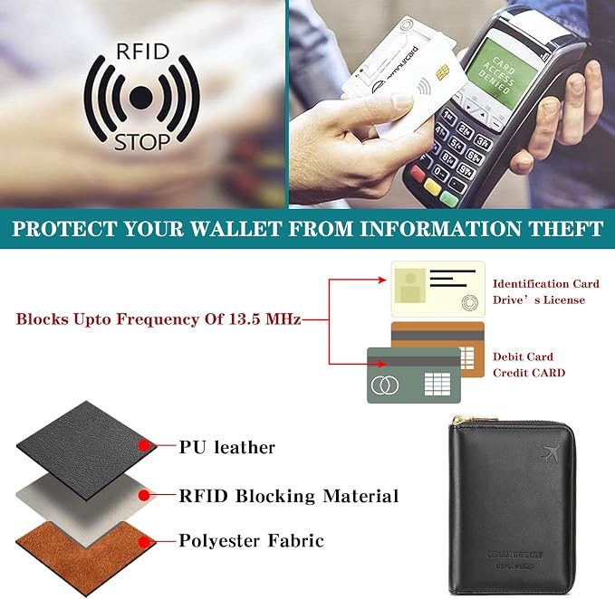 Travel Passport Wallet RFID Blocking Passport Holder-Women and Men with Zippered Ladies Passport Cover