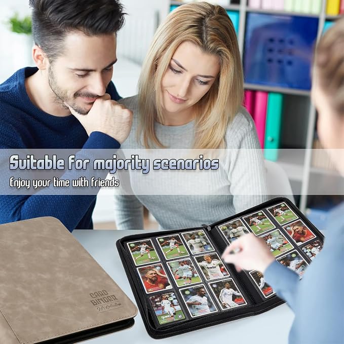 Trading Card Binder, Premium 9 Pocket Double Sided 540 Pocket PU Card Collection Binder, Collectible Trading Card Albums for MTG, TCG, Sport Card, Game Cards (Ecru)