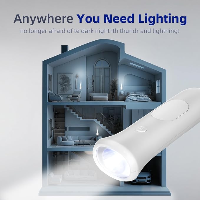 ROSSEX 4 in 1 Emergency Lights for Home Power Failure, 1 Pcs Rechargeable LED Flashlight Plug in Wall, Automatic Turn-On Power Outage Night Light Flashlight for Hurricane Preparedness Items