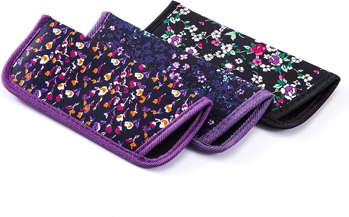 TRIUMPH VISION 3 Pack Reading Glasses Pouch Soft Case Eyeglass Sleeve Slim | Alternative to Bulky Case in bag, Lightweight Lined Padded Protect Optical lens Slip in, Cute Pattern Portable for Daily Use