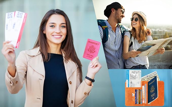Passport Holder, Travel Essentials, Passport Cover, RFID Travel Wallet | Passport Wallet, Travel Accessories, RFID Blocking, Synthetic Leather Card Case, International Must Haves, For Women Men
