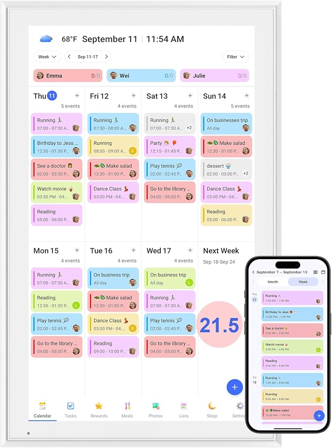 21.5" Smart Wall Calendar 2026 Planner & Chore Chart, Touchscreen