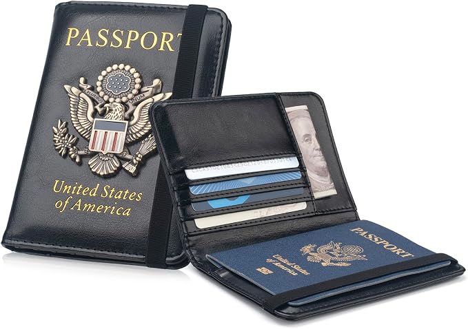 Coowayze Passport Holder Cover for Women Men, Leather US Passport Wallet Case with Vaccine Card Slot for Travel, RFID Passport Book Cover Travel Document Organizer Carrier