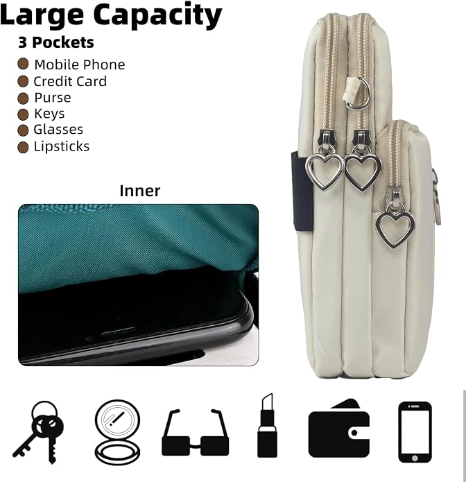 Small Crossbody Bag for Women - Mini Phone Purses with Crossbody Strap and Wallet - Nylon Arm Bag