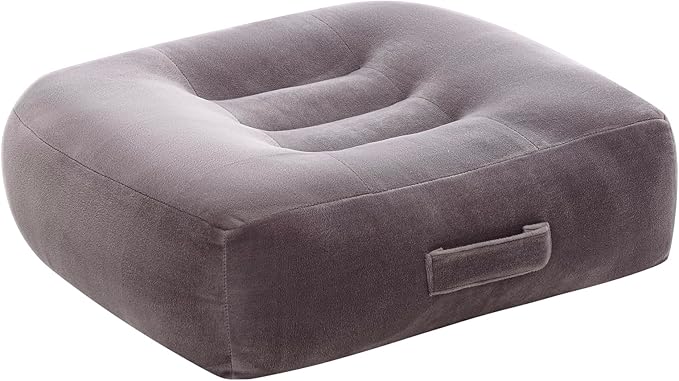 Extra Thick Seat Cushion, Large Chair Cushion Booster for Office Chair to Rise Height, Velvet Cover with Handle and Anti-Slip Bottom, PP Cotton Filling - Relieves Back Pain - 18"X16"X6" Grey