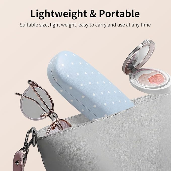Glasses Case Hard Shell, Cute Sunglasses Case for Women Leather Protective Case for Eyeglass with Cleaning Cloth