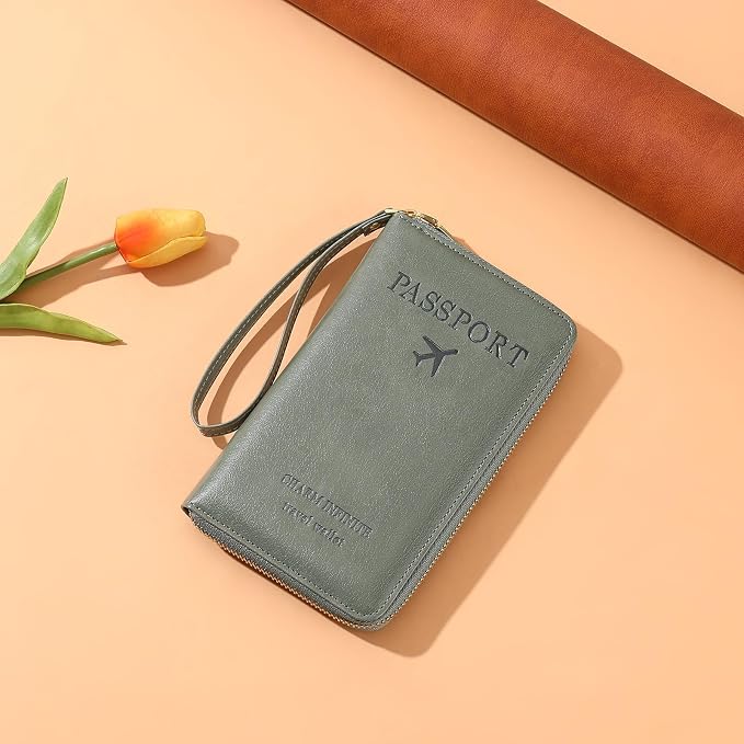 Leather RFID Blocking Passport Holder Travel Wallet, Passport Cover/Travel Wallet for Women/Men with