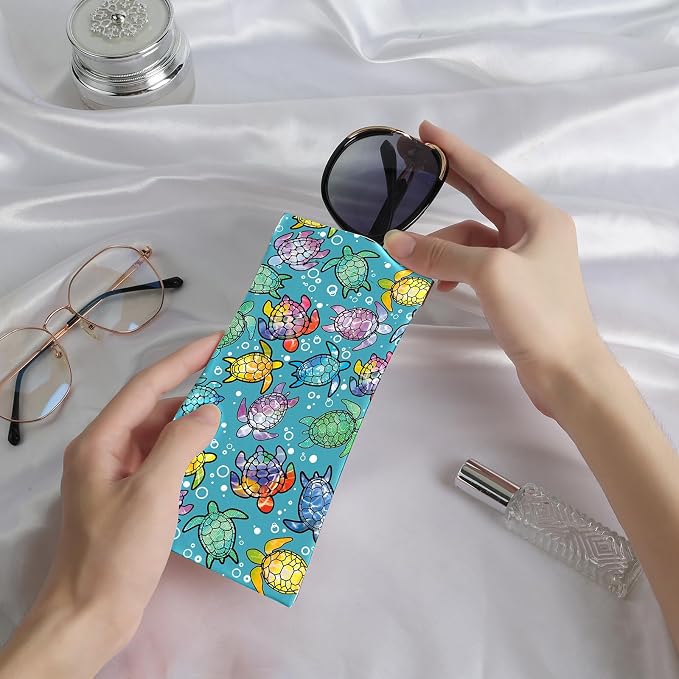 Anikathy 2Pcs Sunglass Eyeglass Glasses Case Soft PU Leather with Cleaning Cloth Cute Glasses Pouch Bag for Men Women Girs
