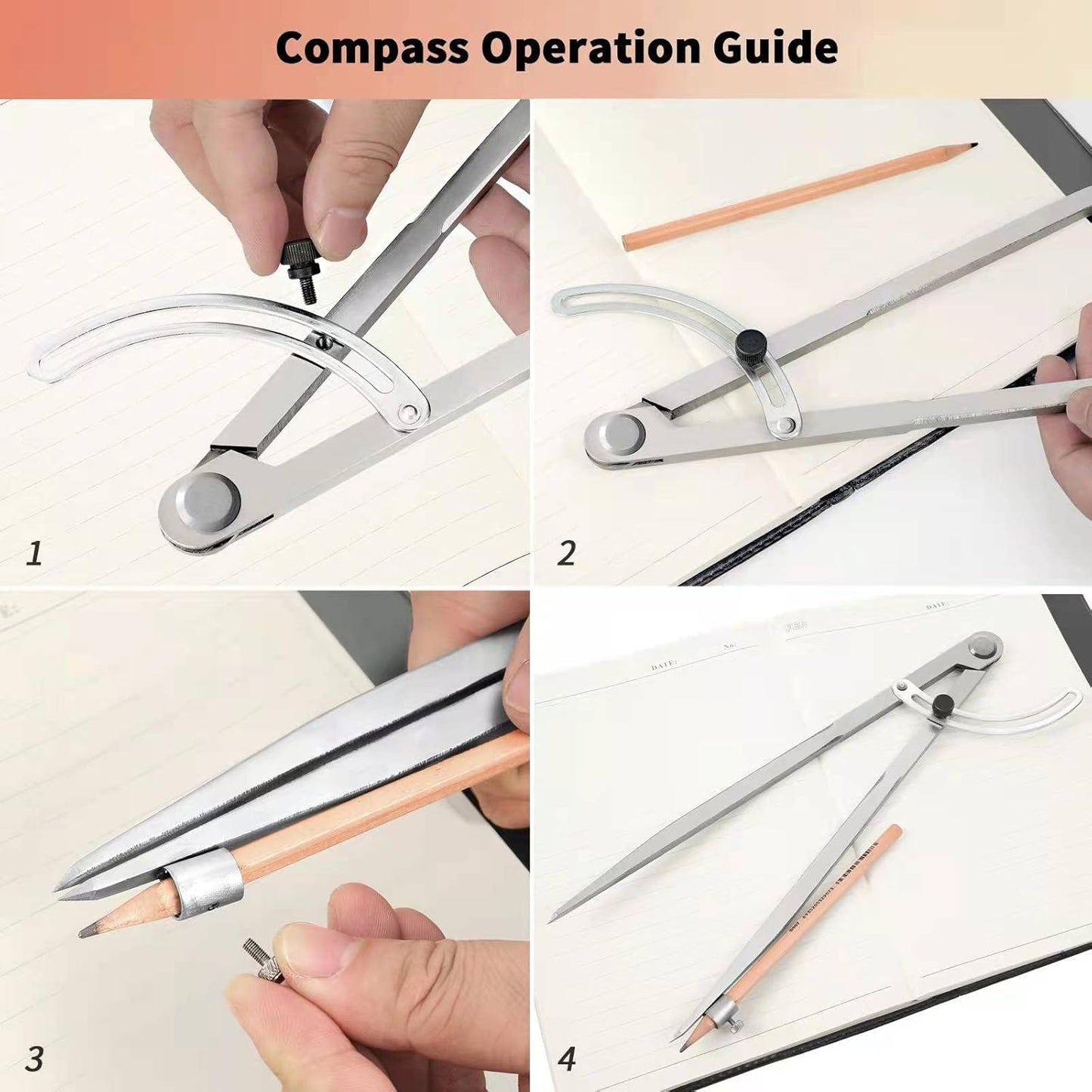 20 inch Compass for Woodworking, Compass for Geometry, Precision Woodworking Compass with Wing Divider and Pencil Holder, Large Compass for Geometry, Woodworking Compass, Drafting, Drawing Compass