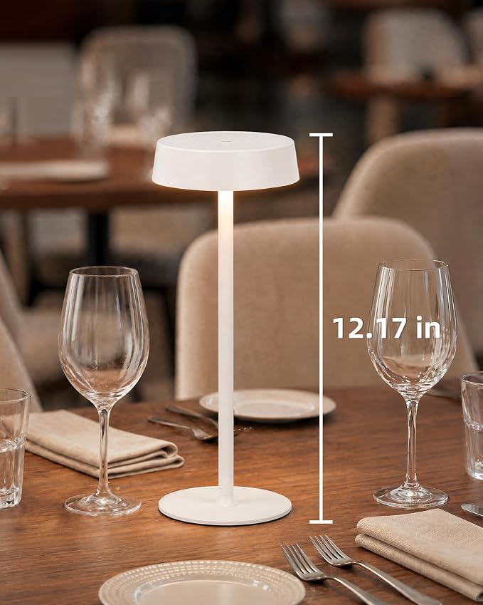 EZVALO Cordless Lamp, Rechargeable Table Lamp, Battery Operated | Portable Outdoor Waterproof, 3 Color Temps RGB, Dimmable Touch Control, LED Memory Function, Restaurant Dining Patio White1Pc
