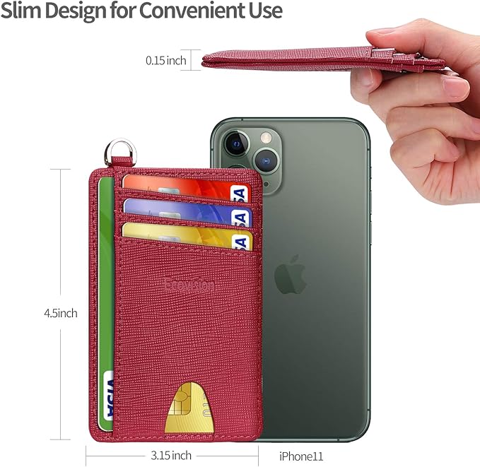 Slim Minimalist Front Pocket Wallet, RFID Blocking Credit Card Holder Wallet with Detachable D-Shackle for Men Women