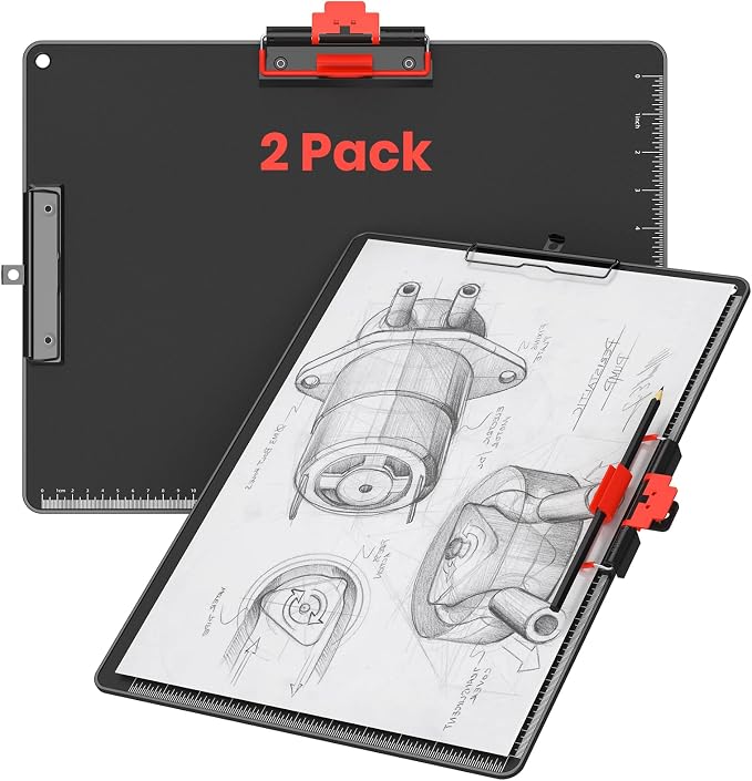 Clipboard with Pen Holder, Aluminum Protection Edge, Dual Clips (2-in-1 Holds Paper & Pen), A3 Size 11" x 17", Heavy Duty Portable Writing Board, for Classroom Office School Doctor Coach(Black,2 Pack)