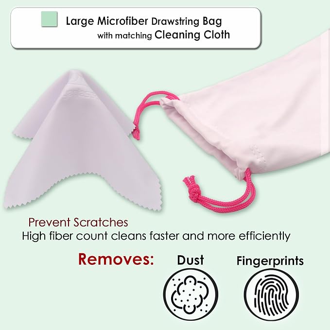MyEyeglassCase® Large Hard Sunglasses Case | fits Large curved Sunglasses, with microfiber bag and cleaning cloth