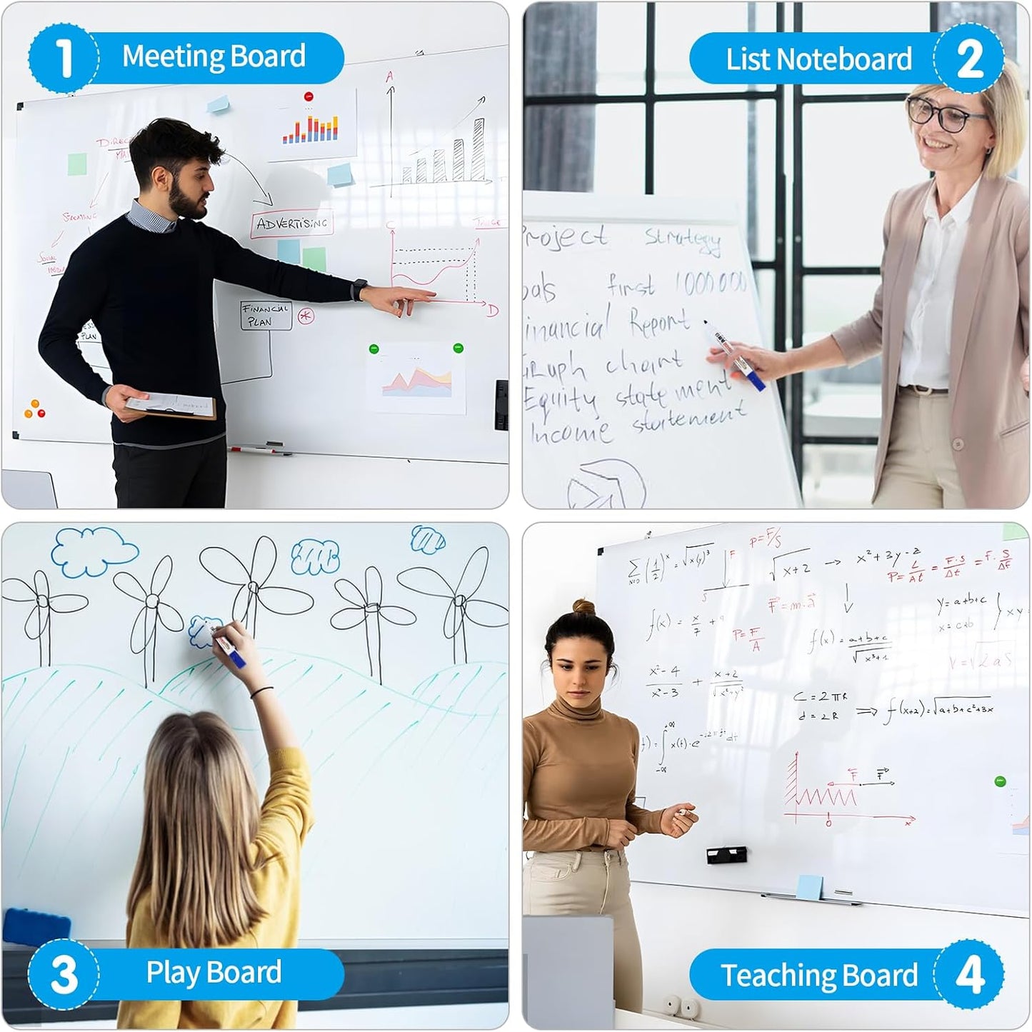 Magnetic Dry Erase Whiteboard 24"x16"- Self-Adhesive Flexible Wall Board Kit with 11 Markers, 6 Magnets, Magnetic Eraser & Holder - Ultra Smooth Writing,Effortless Clean for Office, Home, School