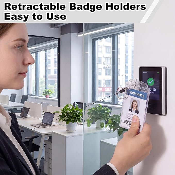 2 Pack Badge Holder Retractable Clip Heavy Duty Reels with Permanent Locking ID Badge Holder for Women Nurse Teacher Student