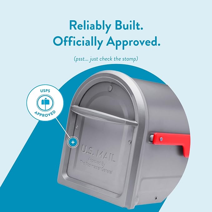 Architectural Mailboxes Mapleton Steel Post Mount Mailbox, Graphite, Large | Galvanized steel build for outside with rust-resistant powder-coat finish and a magnetic door closure. USPS approved.