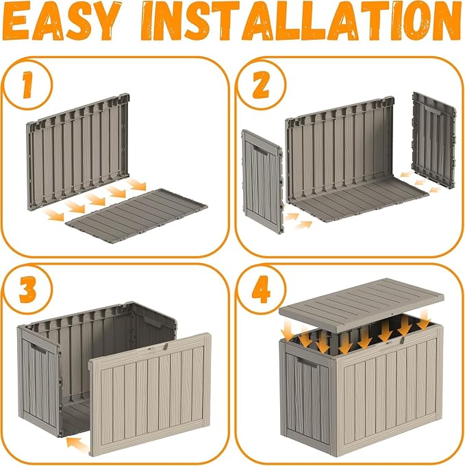 50 Gallon Outdoor Package Delivery Box with Lockable, Resin, Waterproof & Weatherproof Secure Parcel Drop Box for Porch, Outside Storage Boxes(Grey,50 Gallon)