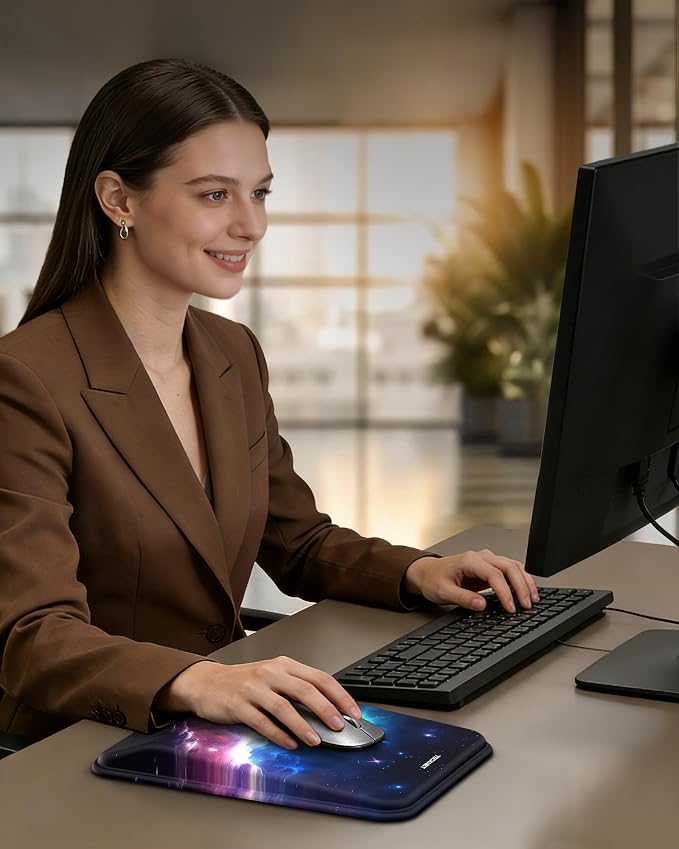 TECKNET Ergonomic Mouse Pad with Wrist Rest, Comfortable Relieves Pain | Built-in Memory Foam and Ergonomic Slope Design Relieves Carpal Tunnel Syndrome Pain, Mousepad for Office Gaming