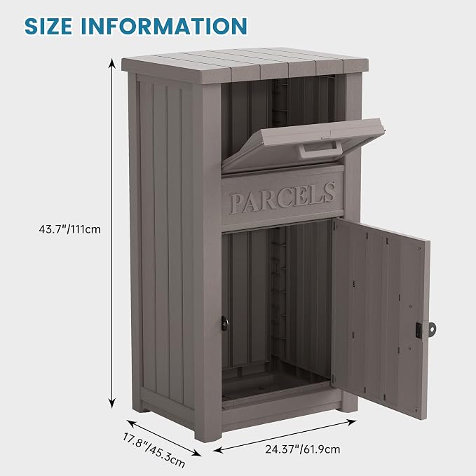 Package Delivery Box for Outside, Gray(60 Gallon no Sign)