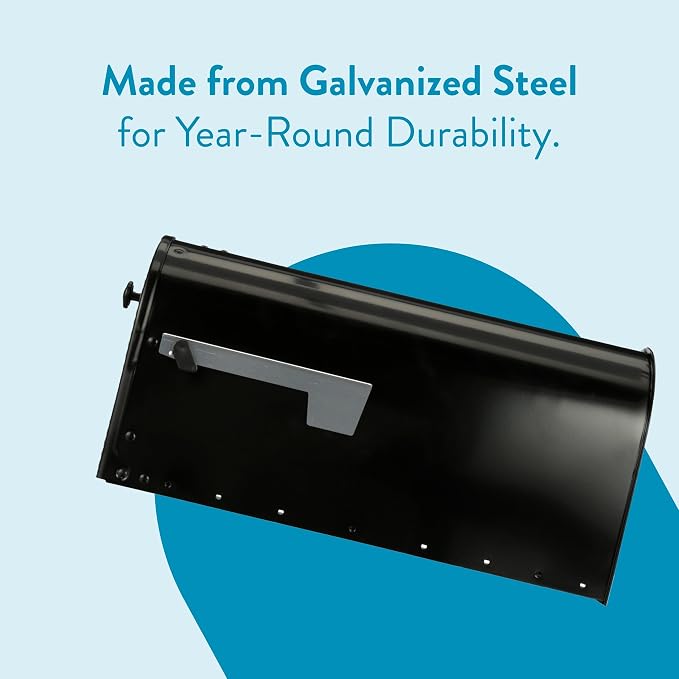 Architectural Mailboxes Edwards Post Mount Mailbox, Black, Large | Galvanized steel build for outside with rust-resistant powder-coat finish and a magnetic door closure. USPS approved.