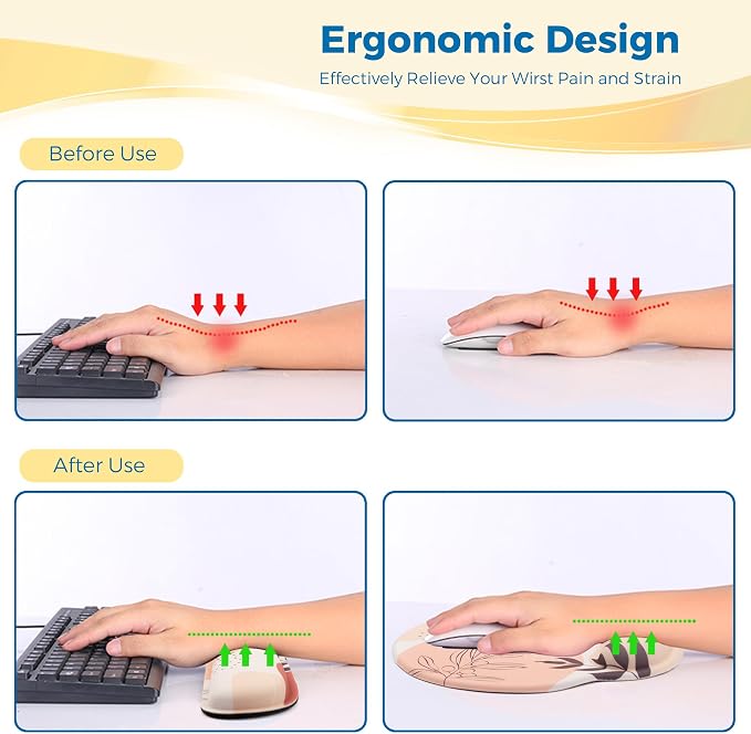 Mouse Pad and Keyboard Wrist Rest Support,Ergonomic Mouse Pad Set | Mousepad With Coaster and Non-Slip PU Base,Pain Relief for Desk Desktop Gaming, Computer,Office -Beach