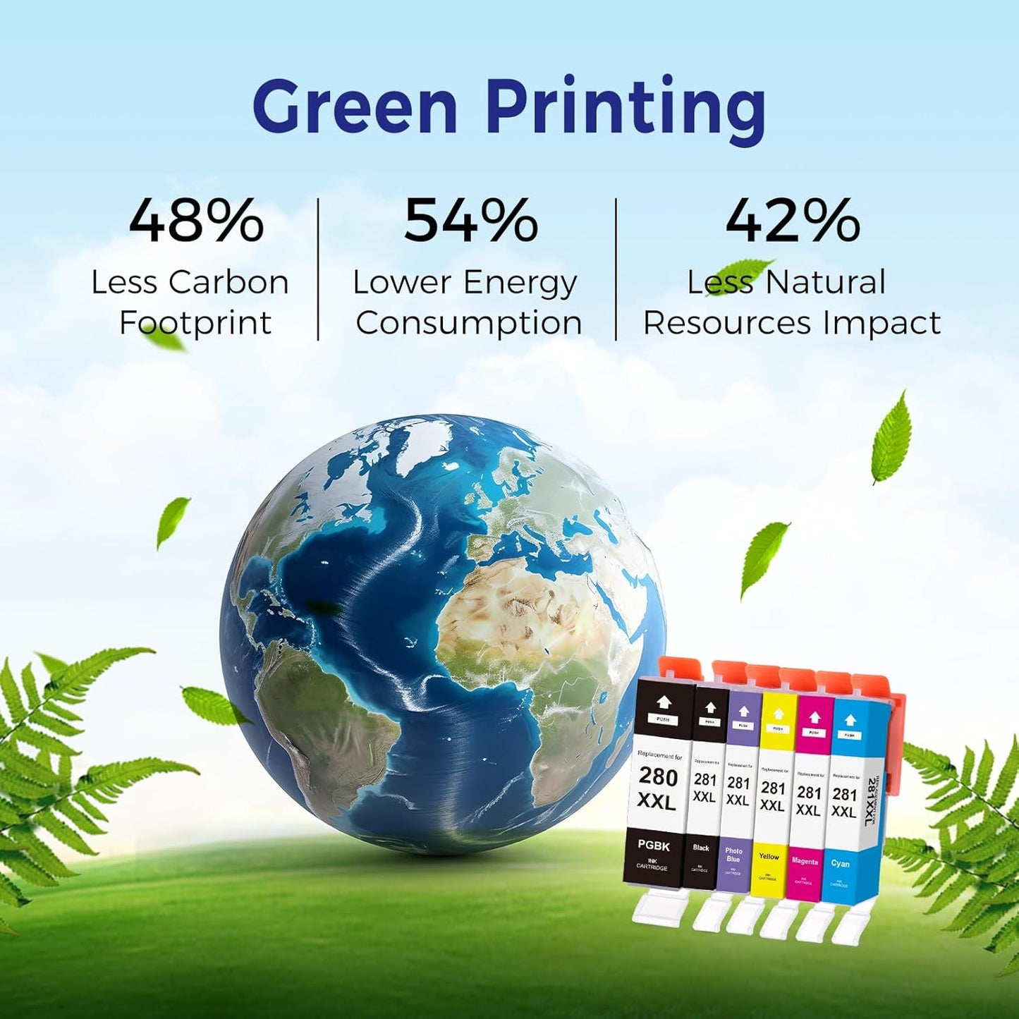 TOKYOINK Compatible Ink Cartridge Replacement for Canon PGI-280XXL CLI-281XXL PGI 280 XXL CLI 281 XXL to use with PIXMA TS8320 TS8220 TS8120 (PGBK, Black, Photo Blue, Cyan, Magenta, Yellow) 6 Pack