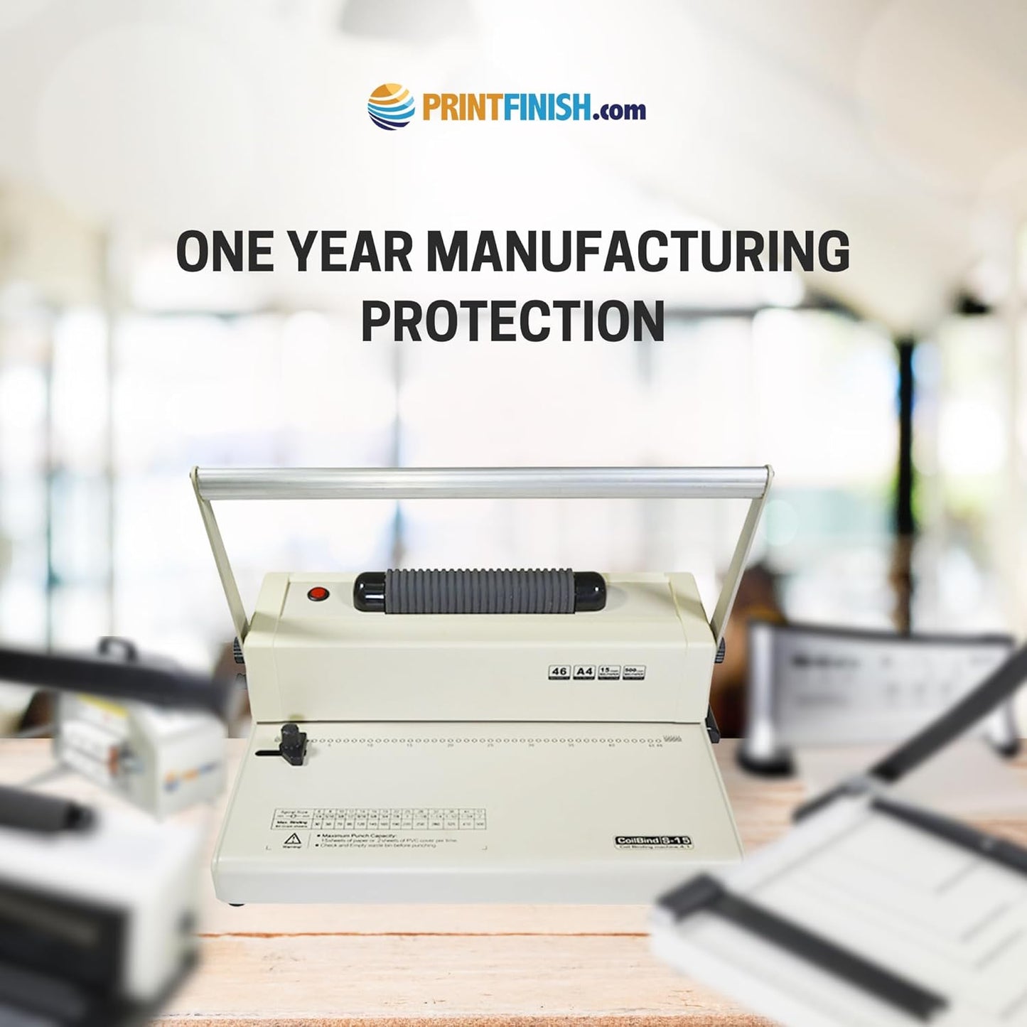 PPE Coilbind S-15 with Electric Coil Inserter Manual Coil Punch & Binding Machine Pitch 4:1 - Professionally Bind Presentations and Documents