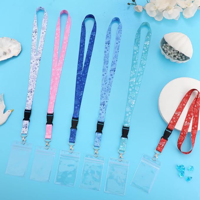6 Pack Lanyards for Cruise Ship Cards with Waterproof ID Card Badge Holders for Royal Caribbean Cruise Essentials 2026(Ocean)
