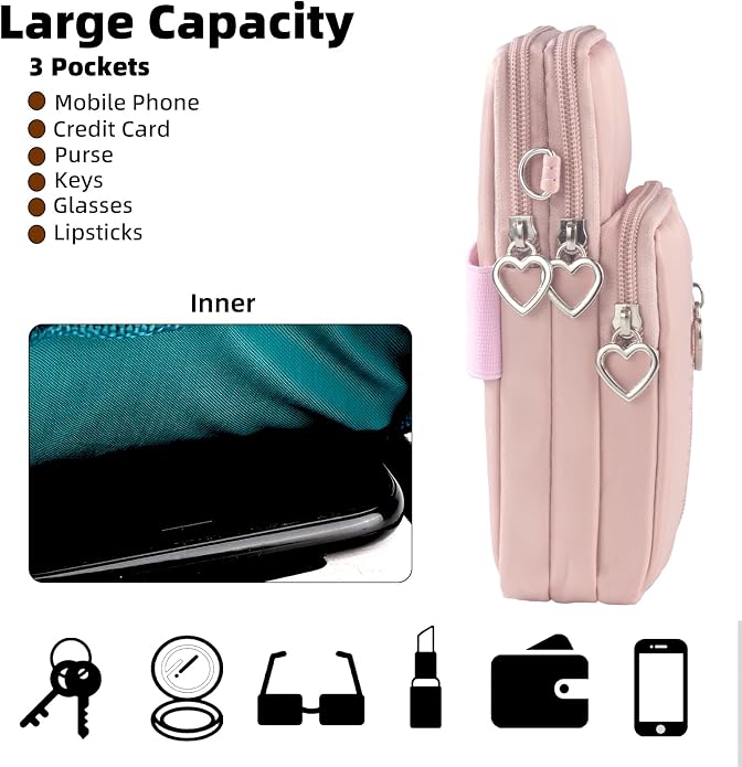 Small Crossbody Bag for Women - Mini Phone Purses with Crossbody Strap and Wallet - Nylon Arm Bag