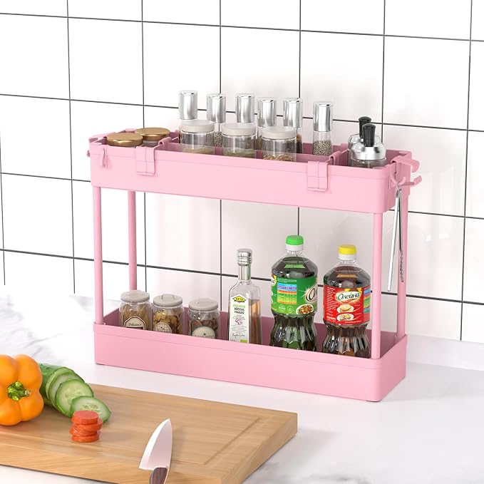 Slim Storage Cart 3 Tier,Bathroom Organizer Rolling Utility,Mobile Shelving Unit Slide Out for Office, Kitchen, Laundry Room & Narrow Places,Pink