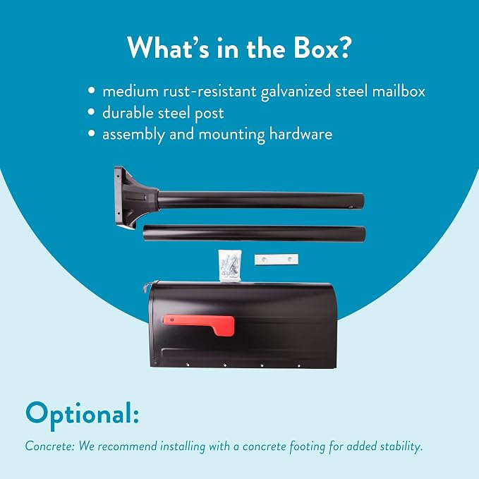 Architectural Mailboxes 7680B-10 MB1 Mount Mailbox and In-Ground Post Kit, Medium, Bl