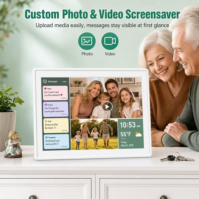 Digital Calendar Wall Planner 10.1 Inch Touch Screen WiFi picture frame | smart Electronic Planner Calendar Sync, Task management, Meal Family Digital Photo Frame Gift wall calendar for Mom Women