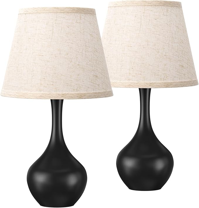 16.1" Touch Table Lamp for Nightstand, Dimmable Small Bedroom Lamp Set of 2 | Touch Control, Set of 2, Bulb Included, Black Bedside Lamps for Desk, Night Stands, Living Room, End Table, Corded