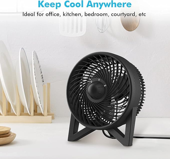 DR.PREPARE Desk Fan, 8 Inch Powerful Table Fan, Small Quiet Bedside Fan with 2 Speeds, Portable Personal Cooling Fan for Bedroom Sleeping Tabletop Office Home Kitchen Camping, Black