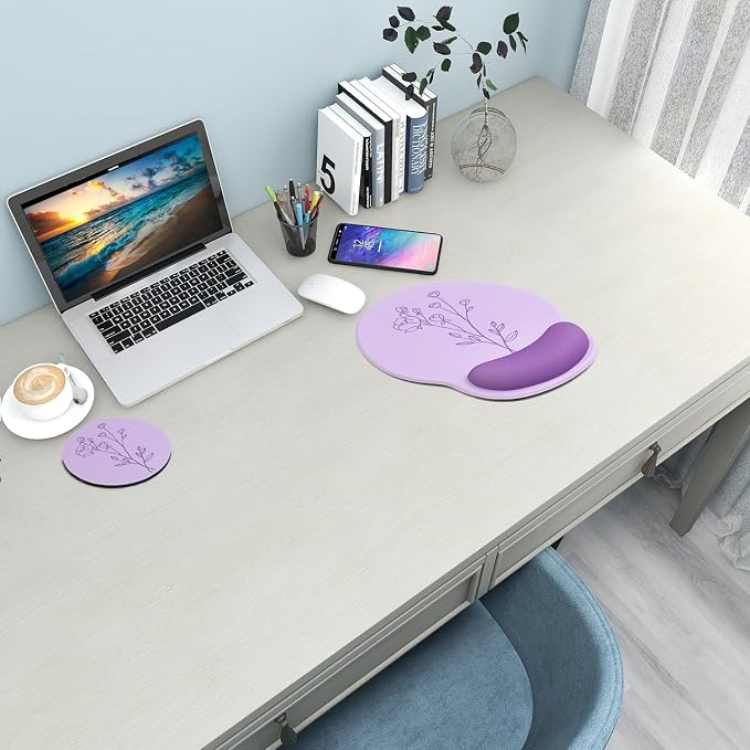 Ergonomic Mouse Pad with Wrist Rest Support,Gel Mouse Pads for Desk | Big Mousepad With Coaster Non-slip & Pain Relief for Computer, Home&Office Desk Decor