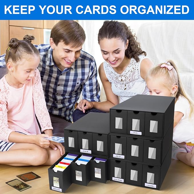 Trading Card Storage Box, 15000+ Cards Deck Box for MTG Commander, Trading Cards Organizer with 48 Card Dividers, Labels & Tapes, Visible Card Deck Boxes for MTG TCG PTCG Sport Cards
