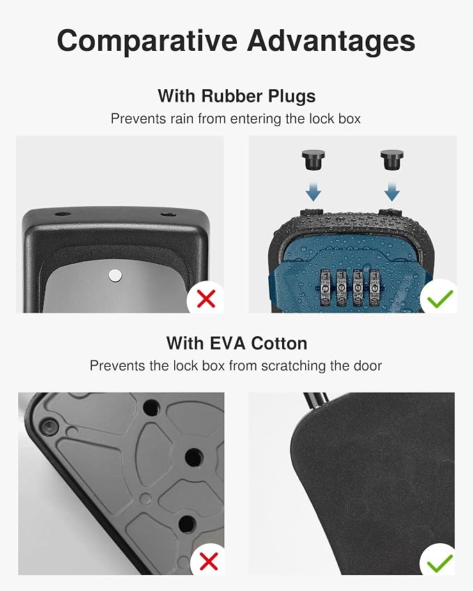 Puroma Lock Box, Key Lock Box Wall Mount & Portable Combination Lockbox with Resettable Code, Security Lockbox for Outside House Keys, Apartment Realtors Spare Keys Storage (1 Pack, Peacock Blue)
