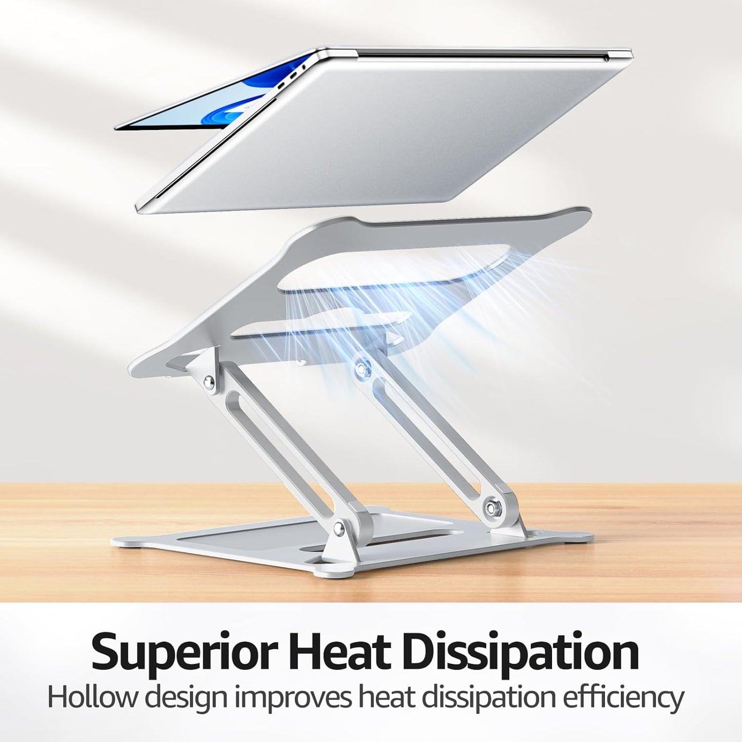 Urmust Laptop Notebook Stand Holder Adjustable Ultrabook Stand Riser Portable Compatible with MacBook Air Pro HP Dell XPS Lenovo All laptops 10-15.6"(Silver)