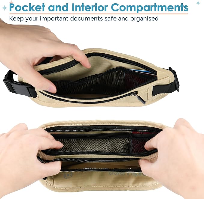 travel inspira RFID Blocking Hidden Money Belt | Dual Zipper Storage