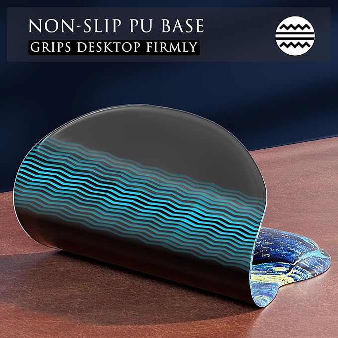 MROCO Ergonomic Mouse Pad with Gel Wrist Rest, 9.4 x 8.1 in, Starry Night | Ergonomic Shape Design, Multiple Pattern Options, Gel Wrist Comfort, Smooth Lycra Surface, Non-Slip PU Base