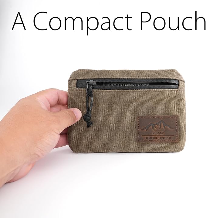 Belt Zipper Pouches for Men Women Compact EDC Pouch, YKK Zipper, Anti-theft Pickpocket Proof Safety Wallets, Waist Pack for Traveling Hiking, Water Resistant, Tough Waxed Canvas, Olive