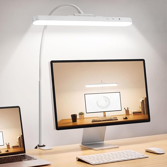 ShineTech Rechargeable Desk Lamp for Home Office,Magnetic Clip On Desk Lamp | 3 Color Modes & Stepless Dimming,Adjustable Gooseneck Lamp, Cordless, Long-Lasting Battery, Eye-Caring Wall Light for Reading